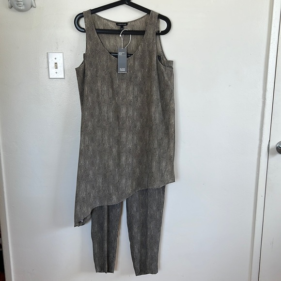Eileen Fisher Tops - EILEEN FISHER STONE SILK CREPE DE CHINE CHAINETTE ASYMMETRIC TANK SET SIZE M NWT